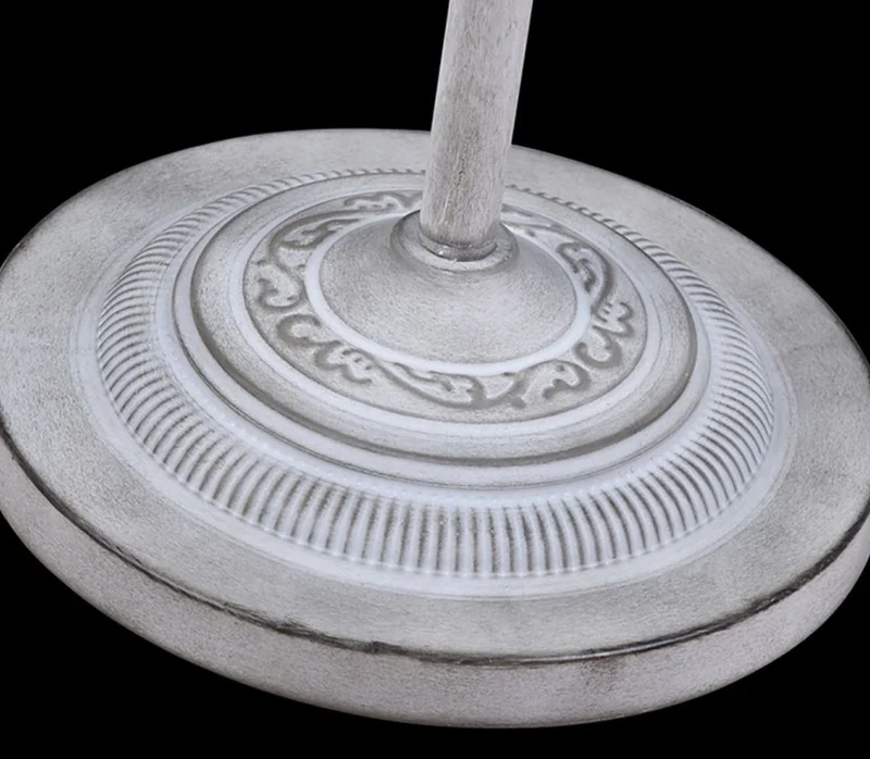Casa Padrino Jugendstil Stehleuchte in Antik Weiß, Ø 40 x H. 164 cm - Elegante Metall Stehlampe mit Leinen-Lampenschirm