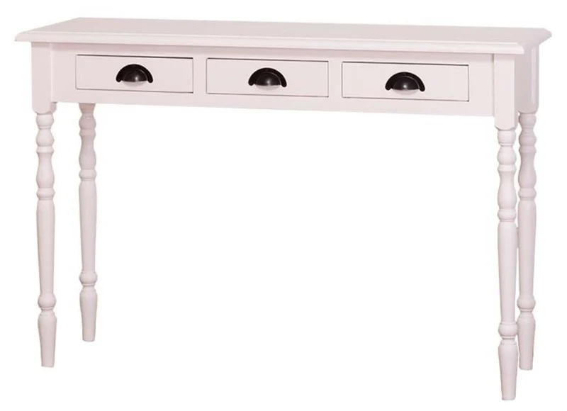 Casa Padrino Landhausstil Konsole Weiß, 3 Schubladen, 120 x 35 x H. 79 cm - Hochwertiger Konsolentisch