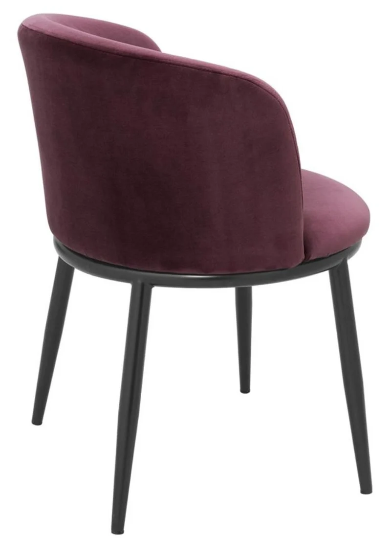 Casa Padrino Luxus Esszimmerstuhl Set Lila / Schwarz 57 x 57 x H. 74 cm - Esszimmermöbel