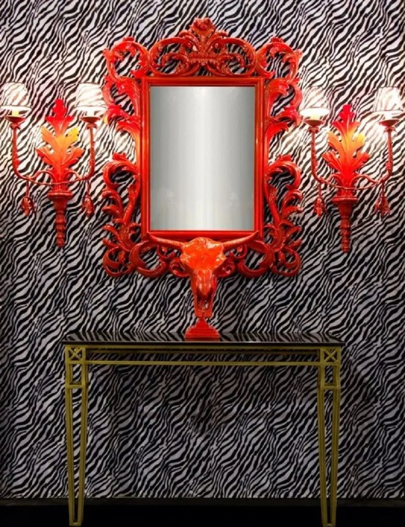 Casa Padrino Luxus Barock Spiegel Rot - Handgefertigter Wandspiegel im Barockstil - Prunkvolle Barock Deko Accessoires
