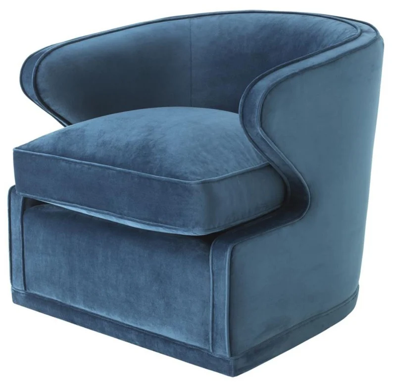 Casa Padrino Wohnzimmer Sessel / Drehsessel Blau 75 x 80 x H. 73 cm - Luxus Wohnzimmermöbel