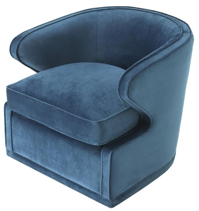 Casa Padrino Wohnzimmer Sessel / Drehsessel Blau 75 x 80 x H. 73 cm - Luxus Wohnzimmermöbel