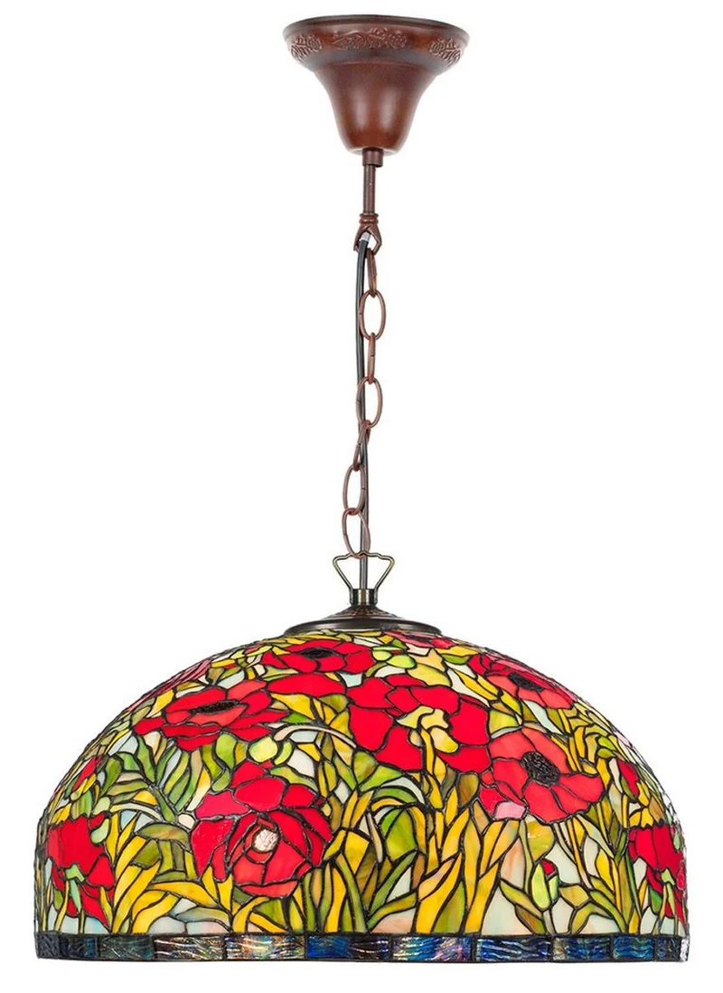 Casa Padrino Tiffany Hängeleuchte im Barock Stil Mehrfarbig Ø 50 x H. 85 cm - Handgefertigte Tiffany Lampe aus 1221 Teilen
