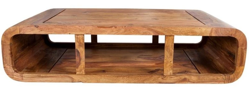 Casa Padrino Designer Massivholz Couchtisch Natur 100 x H. 30 cm - Salon Wohnzimmer Tisch - Unikat
