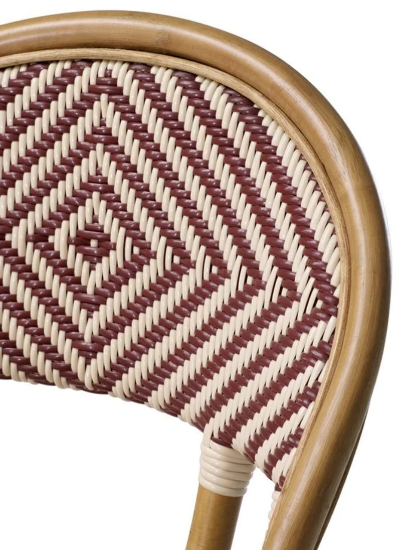 Casa Padrino Luxus Rattanstuhl im Barock Stil Naturfarben / Burgundy / Weiß 46 x 60 x H. 83 cm - Handgefertigtes Wintergarten Möbel