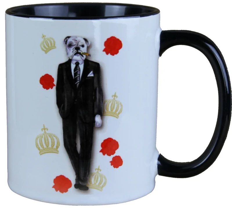 Casa Padrino Luxus Tasse Hund Gentleman von Harald Glööckler - Pompöös Design - 9,5 cm x 8,5 cm - 320 ml