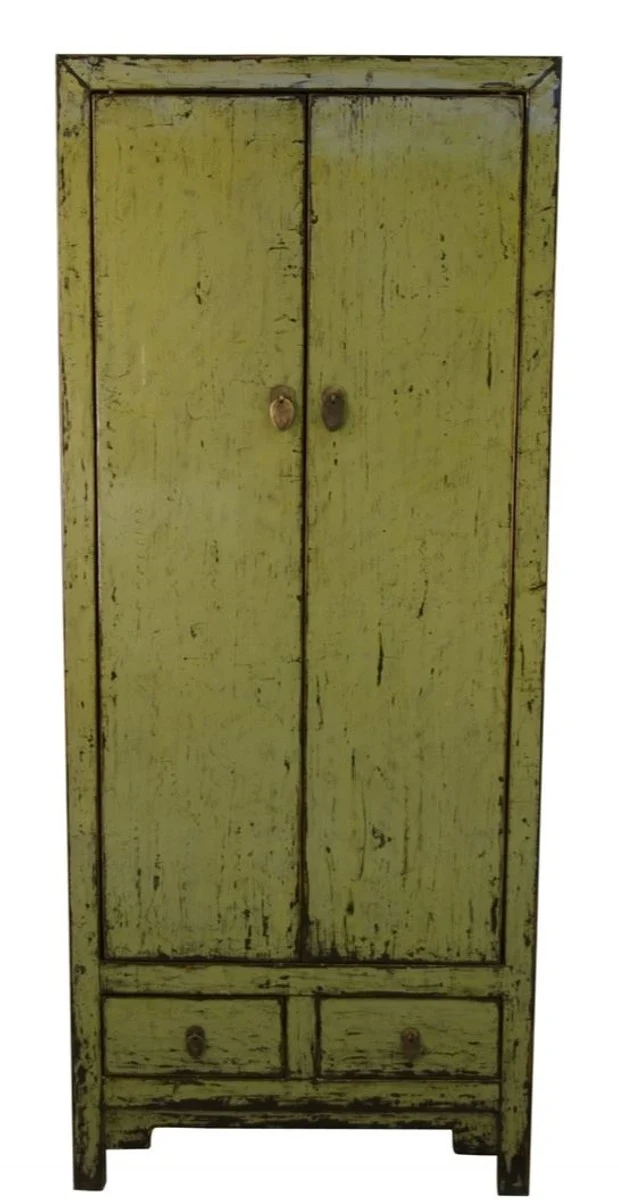 Casa Padrino Landhausstil Schrank Antik Stil Grün 75 x 40 x H. 180 cm aus Kiefernholz
