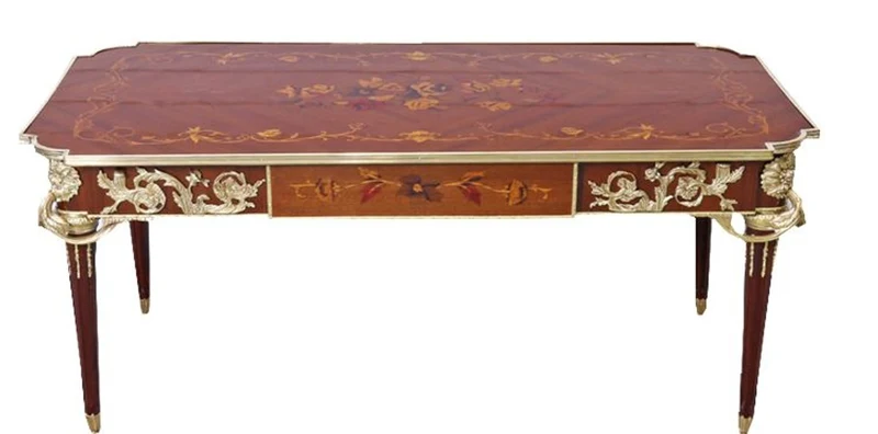 Casa Padrino Luxus Barock Schreibtisch Mahagoni Sekretär 120 cm - Antik Stil