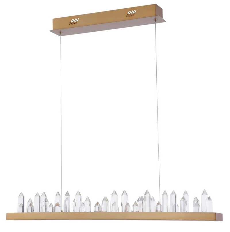Casa Padrino LED Hängeleuchte in Messingfarben mit Kristallglaszacken, 80 x 9 x H. 10,4 cm