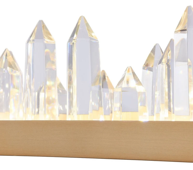 Casa Padrino LED Hängeleuchte in Messingfarben mit Kristallglaszacken, 80 x 9 x H. 10,4 cm