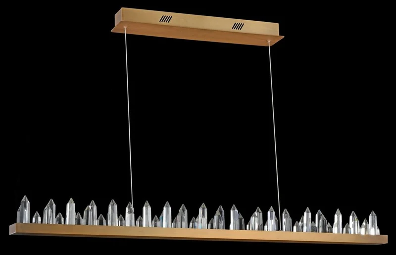 Casa Padrino LED Hängeleuchte mit messingfarbenem Metallrahmen und Kristallglaszacken 115 x 9 x H. 10,4 cm