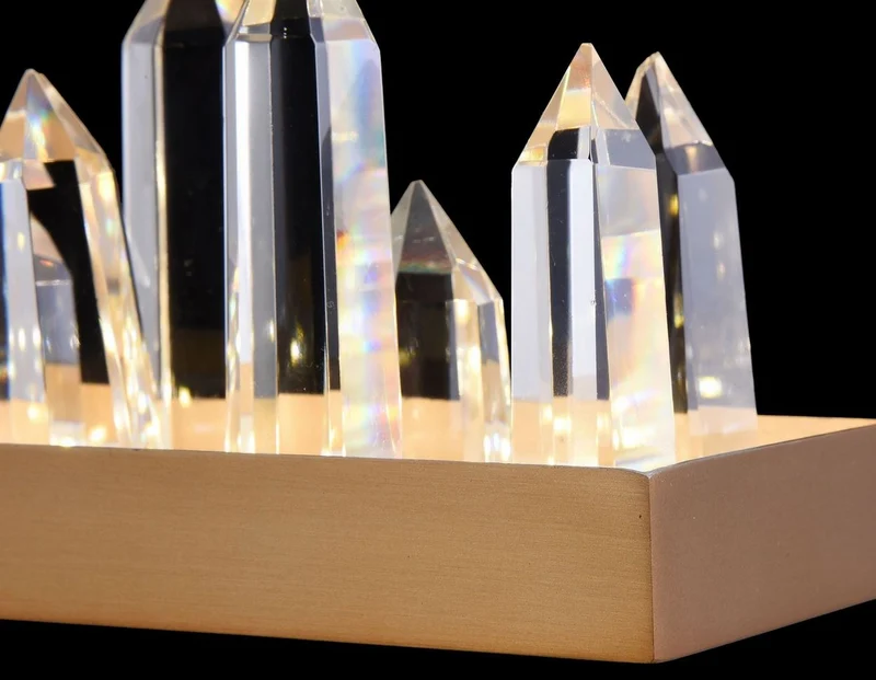 Casa Padrino LED Hängeleuchte mit messingfarbenem Metallrahmen und Kristallglaszacken 115 x 9 x H. 10,4 cm