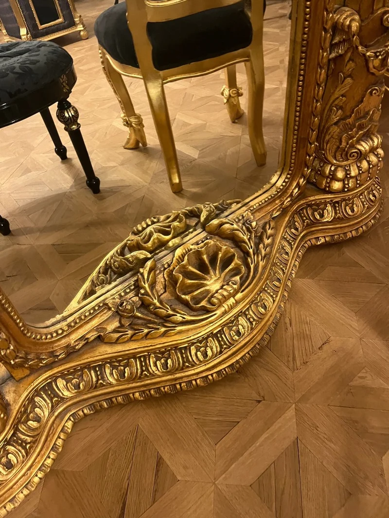 Pompöös by Casa Padrino Barock Standspiegel Gold 134 x H. 257 cm - Handgeschnitzt - Harald Glööckler Spiegel