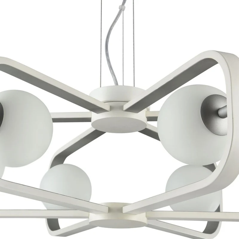 Casa Padrino Luxus Hängeleuchte Weiß / Silber Ø 65 x H. 20 cm - Luxus Kollektion