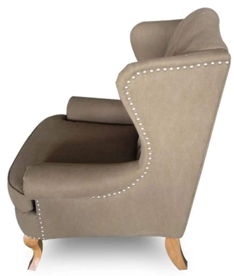 Casa Padrino Luxus Chesterfield Ohrensessel in Hellbraun, Maße 87 x 89 x H. 109 cm - Klassisches Wohnzimmermöbel