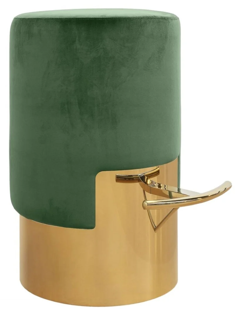 Casa Padrino Luxus Barhocker Grün / Gold Ø 46 x H. 76 cm - Barmöbel