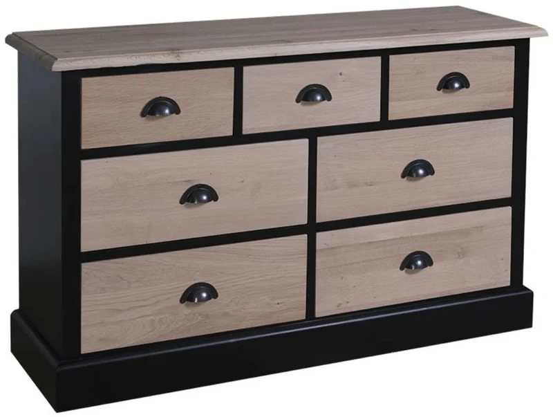 Casa Padrino Landhausstil Sideboard in Schwarz und Naturfarben 122 x 38 x H. 75 cm