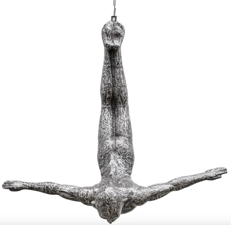 Casa Padrino Luxus Kunstspringer Skulptur Silber / Schwarz 147 x 157 x H. 80 cm - Große Turmspringer Figur