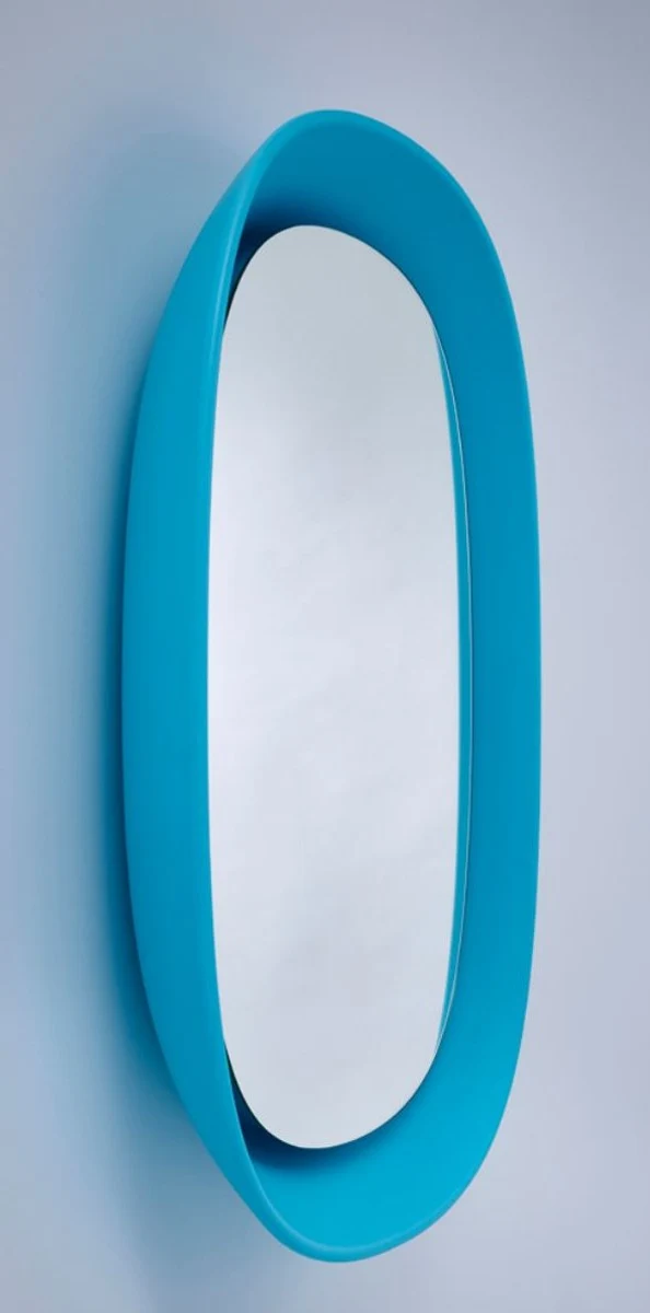 Casa Padrino Luxus Designer Spiegel Blau 70 x H. 97 cm - Designer Wandspiegel mit Licht