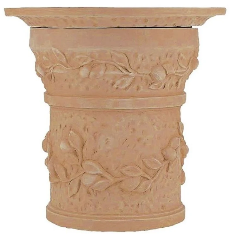 Casa Padrino Barock Säule Terracotta Ø 72 x H. 80 cm - Handgefertigte Keramik Deko Säule - Barock Garten Terrassen Deko