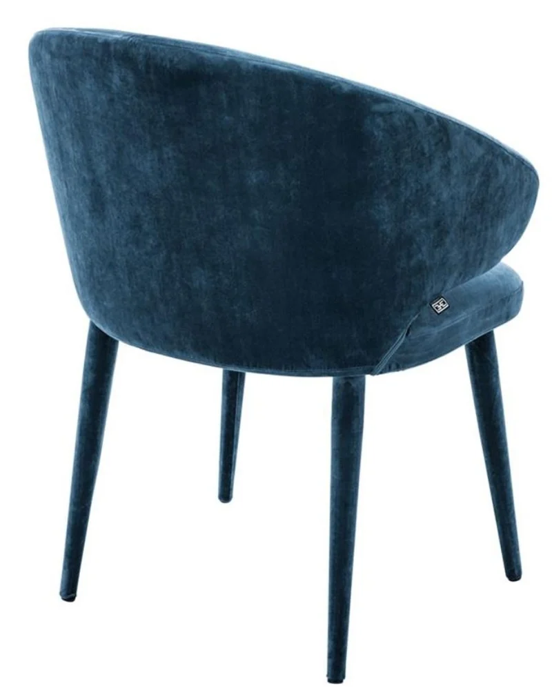 Casa Padrino Designer Esszimmerstuhl mit Armlehnen in Blau - 62 x 55 x H. 79 cm