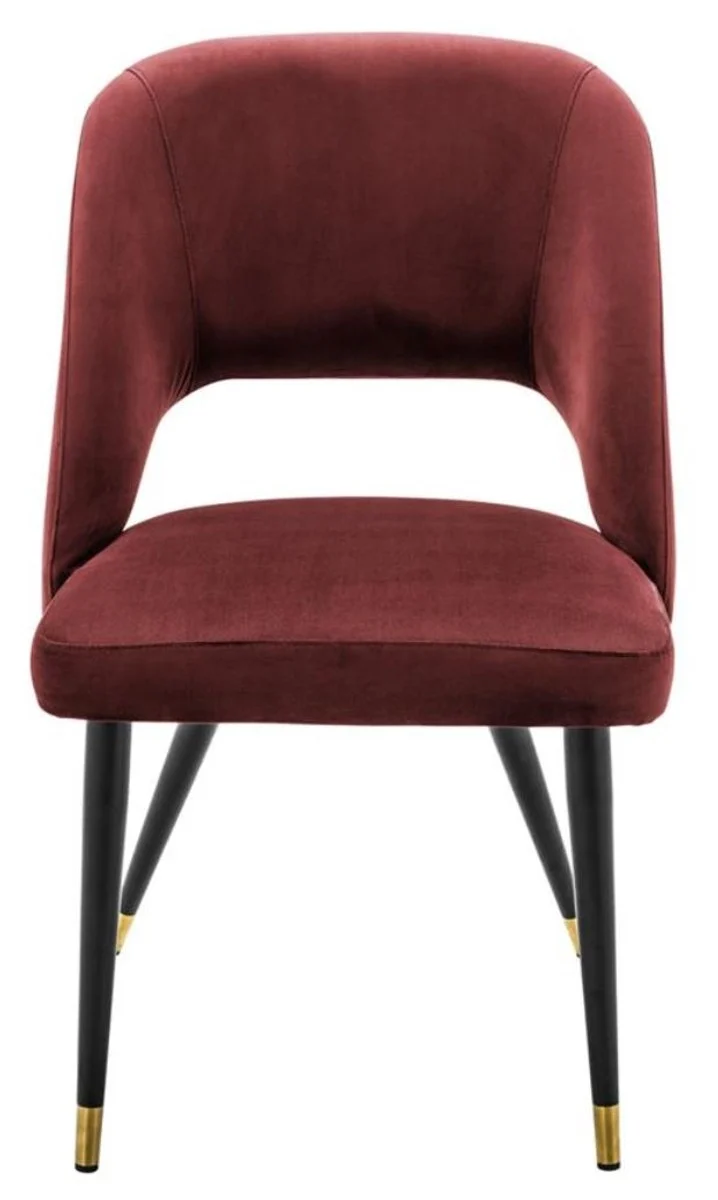 Casa Padrino Luxus Esszimmerstuhl Bordeauxrot / Schwarz 52 x 58 x H. 85 cm - Edler Polsterstuhl für gehobene Ansprüche