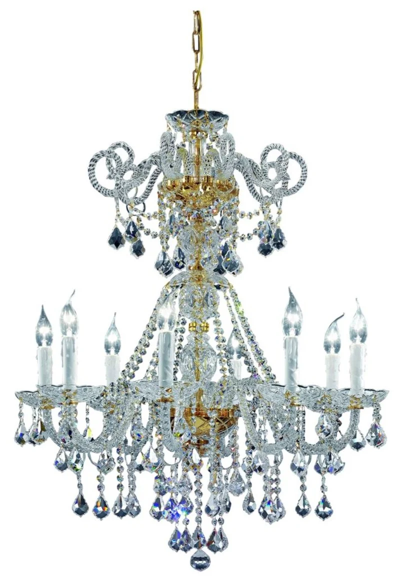 Casa Padrino Barockstil Kristall Kronleuchter Messing / Gold Ø 74 cm x H. 85 cm - Edel & Prunkvoll