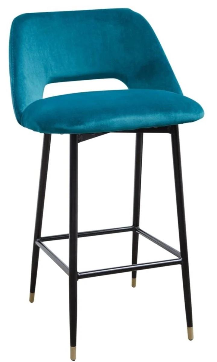 Casa Padrino Luxus Barstuhl Türkis / Schwarz 55 x 58 x H. 97 cm - Luxus Barmöbel