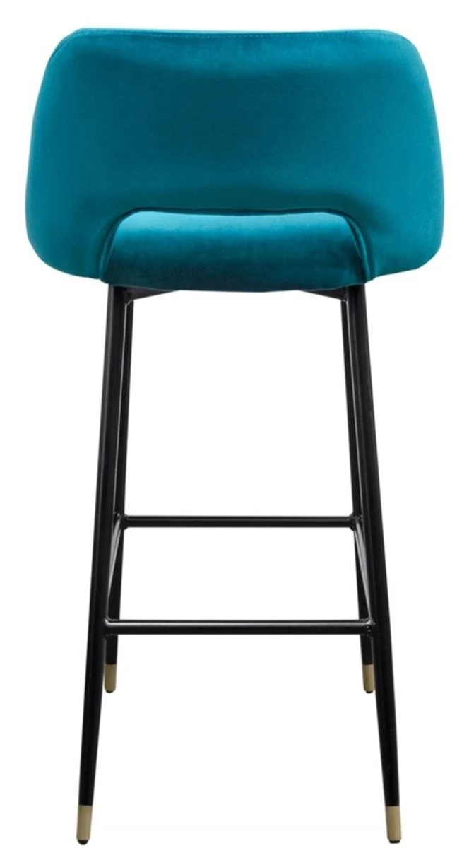 Casa Padrino Luxus Barstuhl Türkis / Schwarz 55 x 58 x H. 97 cm - Luxus Barmöbel