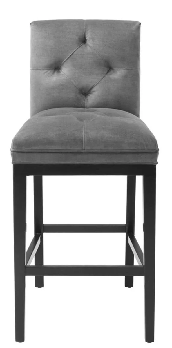 Casa Padrino Luxus Barstuhl Dunkelgrau / Schwarz 51 x 63 x H. 110 cm - Hotel Restaurant Club Möbel