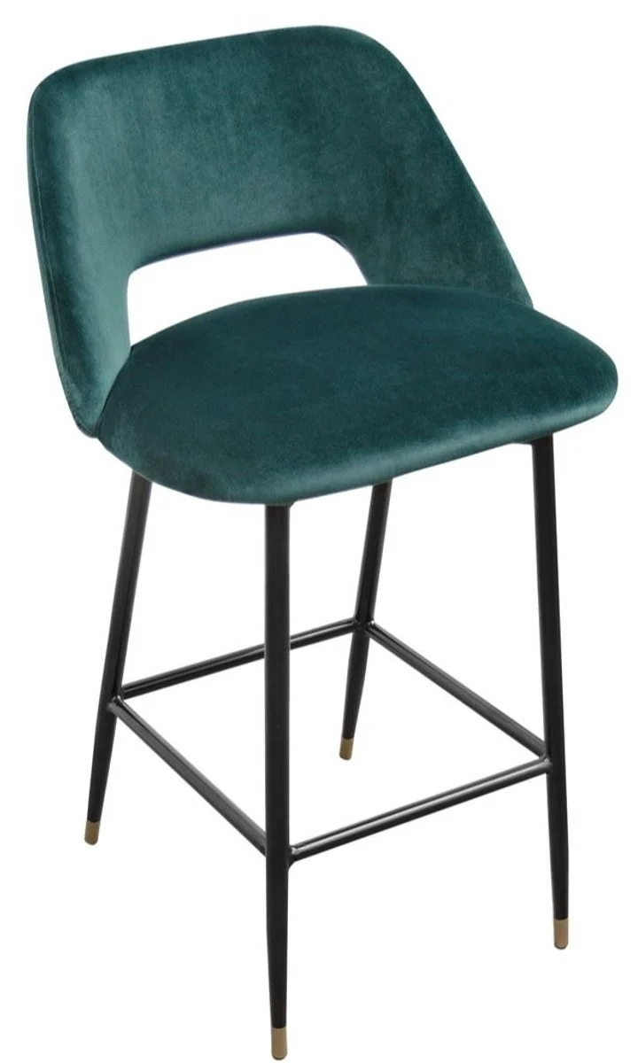 Casa Padrino Luxus Barstuhl Grün / Schwarz 55 x 58 x H. 97 cm - Luxus Barmöbel