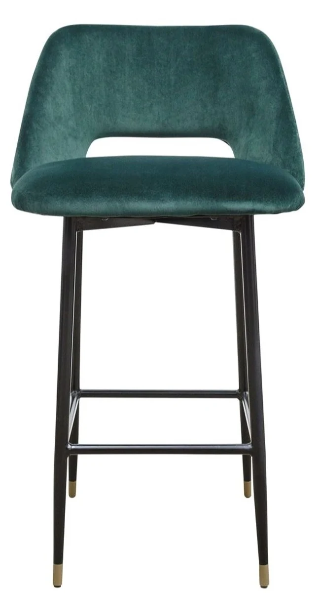 Casa Padrino Luxus Barstuhl Grün / Schwarz 55 x 58 x H. 97 cm - Luxus Barmöbel