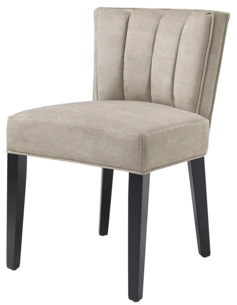 Casa Padrino Luxus Esszimmerstuhl Greige / Schwarz 51 x 62 x H. 82 cm - Luxus Esszimmer Möbel