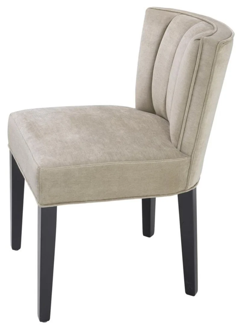 Casa Padrino Luxus Esszimmerstuhl Greige / Schwarz 51 x 62 x H. 82 cm - Luxus Esszimmer Möbel