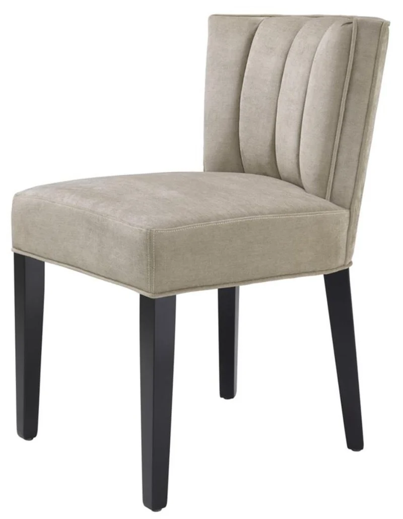 Casa Padrino Luxus Esszimmerstuhl Greige / Schwarz 51 x 62 x H. 82 cm - Luxus Esszimmer Möbel