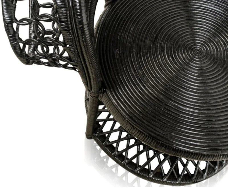 Casa Padrino Luxus Rattan Sessel Schwarz 114 x 80 x H. 150 cm - Vintage Möbel