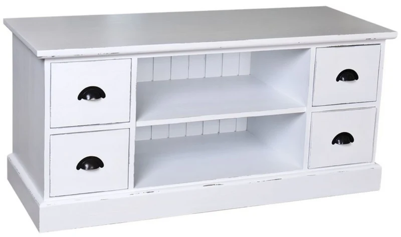 Casa Padrino Landhausstil Sideboard Fernsehschrank in Antik Stil Weiß 129 x 50 x H. 60 cm