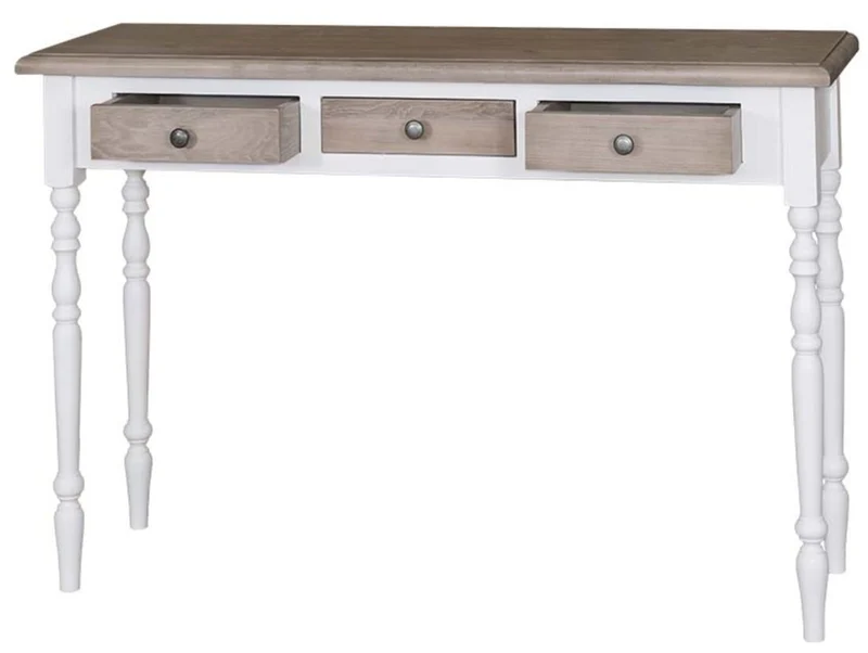 Casa Padrino Landhausstil Konsole mit 3 Schubladen Weiß / Naturfarben 120 x 35 x H. 79 cm