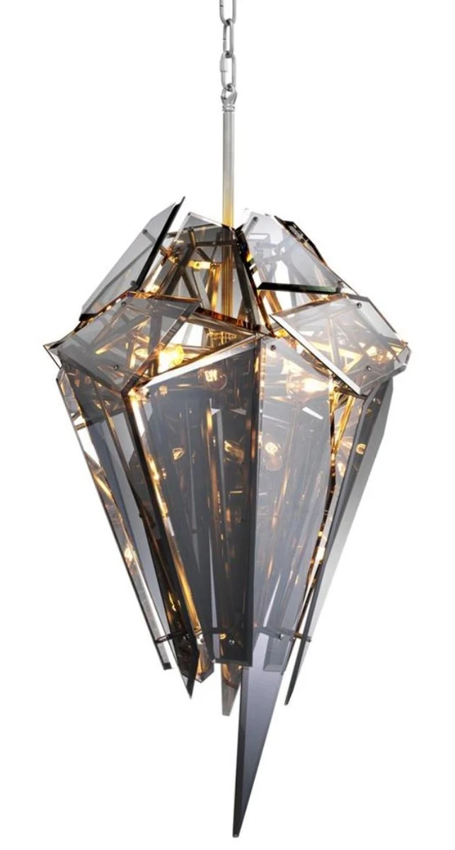 Casa Padrino Luxus Kronleuchter Silber / Schwarz Ø 47 x H. 97 cm - Designermöbel