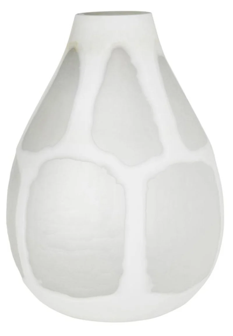 Casa Padrino Deko Glas Vase Weiß Ø 24 x H. 33 cm - Luxus Dekoration