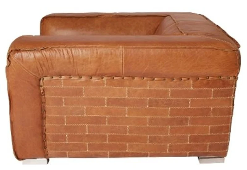 Casa Padrino Luxus Echtleder Sessel im englischen Stil Braun 131 x 110 x H. 67 cm