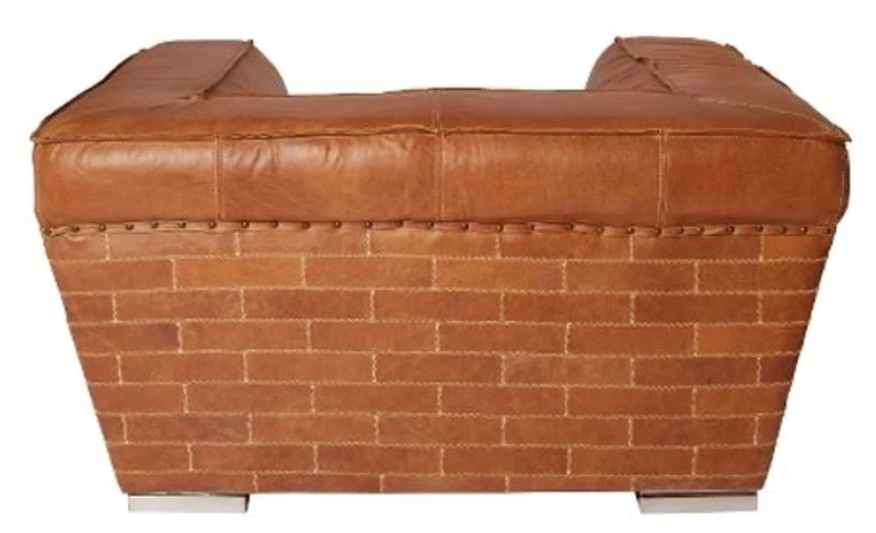 Casa Padrino Luxus Echtleder Sessel im englischen Stil Braun 131 x 110 x H. 67 cm