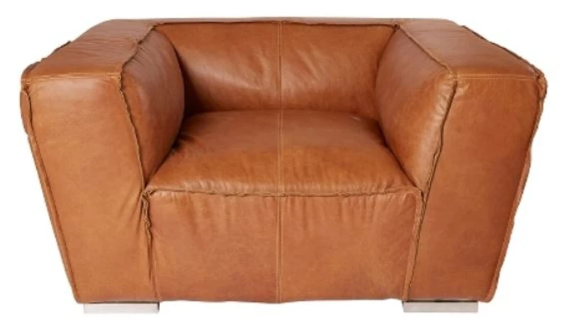 Casa Padrino Luxus Echtleder Sessel im englischen Stil Braun 131 x 110 x H. 67 cm