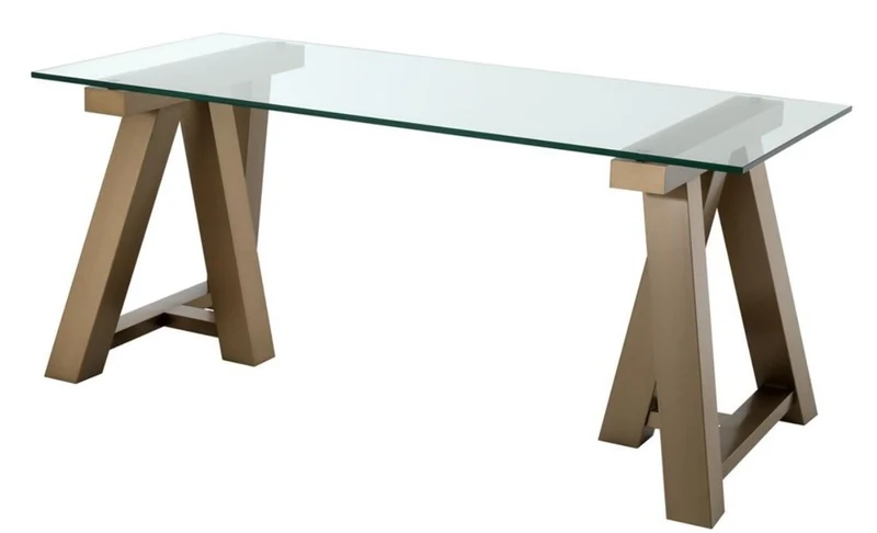 Casa Padrino Luxus Schreibtisch Messing 180 x 80 x H. 78 cm - Luxus Büromöbel