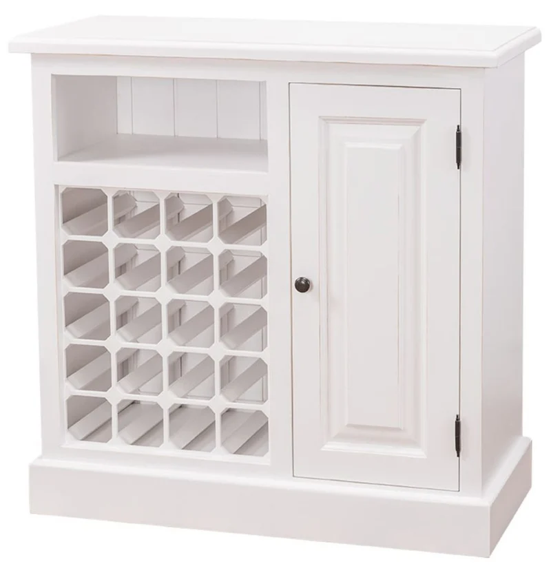 Casa Padrino Landhausstil Weinschrank aus massivem Kiefernholz in Weiß, 90 x 41 x H. 90 cm