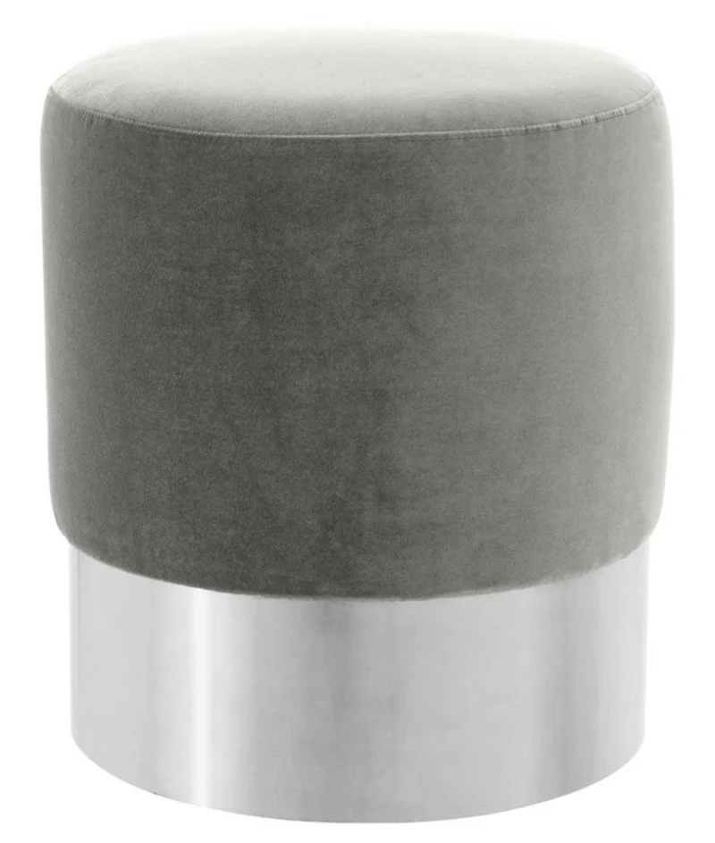 Casa Padrino Luxus Hocker Grau / Silber Ø 40 x H. 45 cm - Hotel Möbel