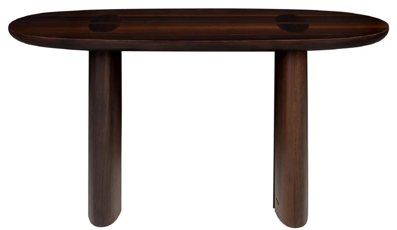 Casa Padrino Luxus Eukalyptus Furnier Konsole Dunkelbraun 140 x 45 x H. 75 cm - Massivholz Konsolentisch - Wohnzimmer Möbel - Luxus Qualität