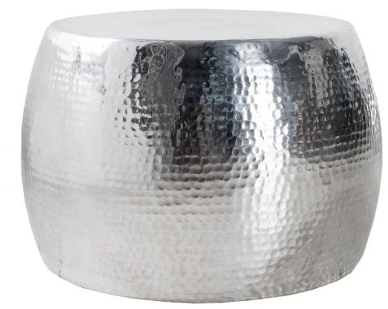 Casa Padrino Luxus Couchtisch Silber 60 cm Aluminium - Wohnzimmer Salon Tisch - Unikat