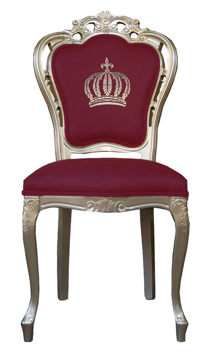 Casa Padrino Luxus Barock Esszimmerstuhl von Harald Glööckler Weinrot / Gold 48 x 54 x 105 cm