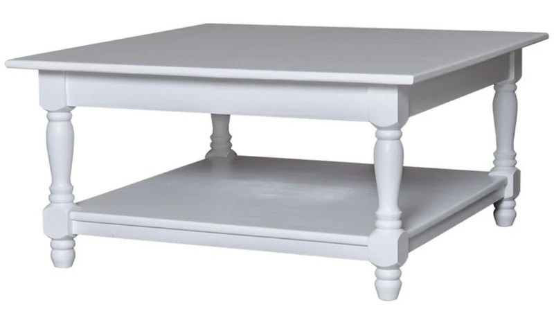 Casa Padrino Landhausstil Couchtisch quadratisch in Weiß 90 x 90 x H. 45 cm - Massivholz Wohnzimmertisch